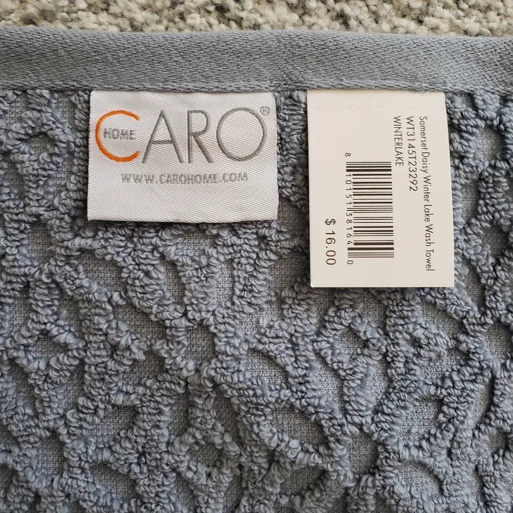 NWT 2 Washcloths Blue With Floral design By CARO